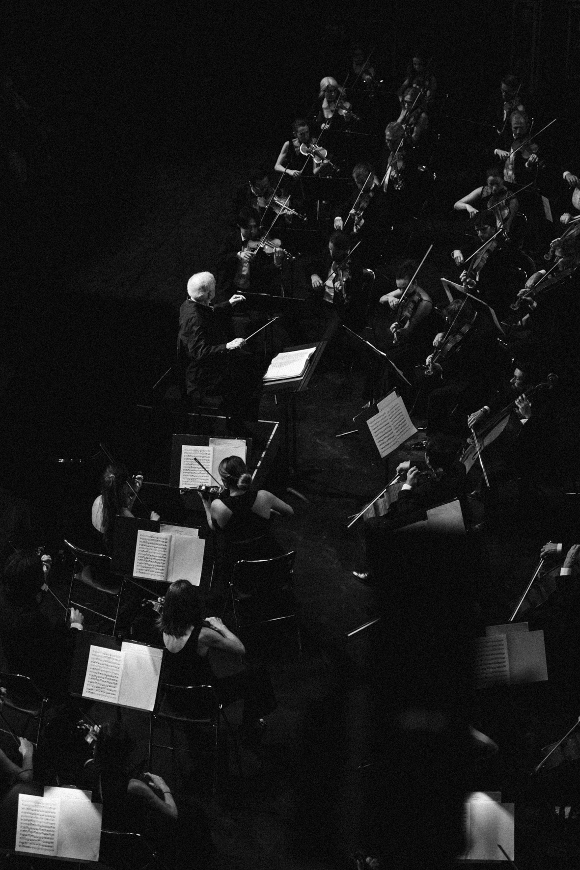Le chef Lawrence Foster à la direction de l'Orchestre Philharmonique de Marseille, photographié par Valentine Chauvin au Festival de Piano de la Roque d'Anthéron en juillet 2024